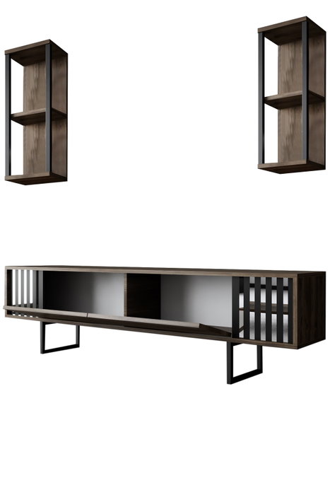 Hanah Home Mueble para Televisor Chrome Line - Nogal, Negro